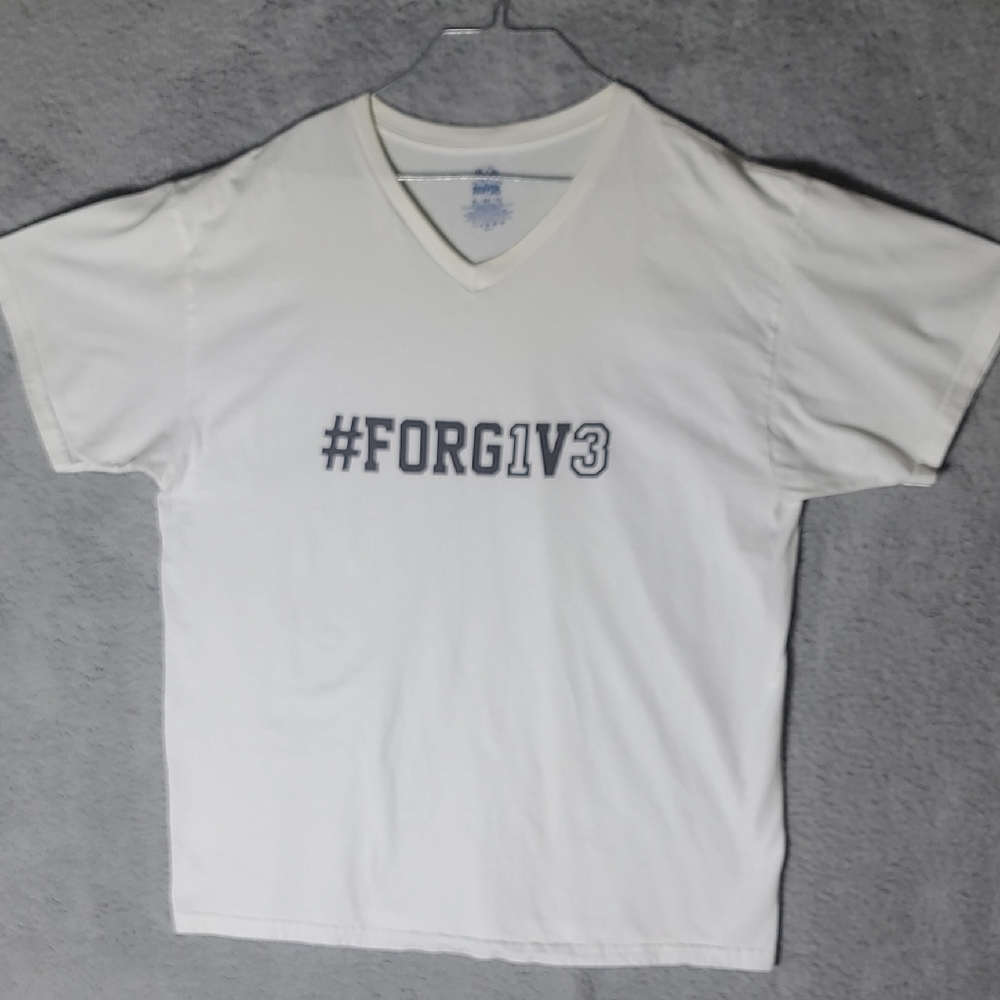 #FORG1V3 White V-Neck T-Shirt